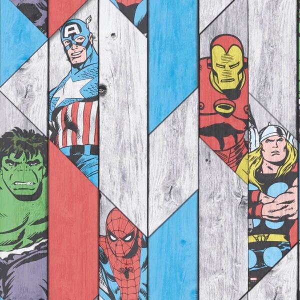 PAPIER PEINT KIDS MARVEL WOOD PANEL 102435