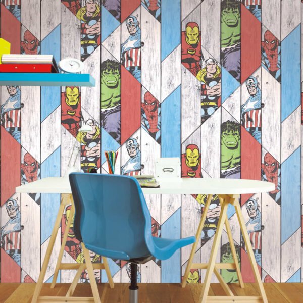 PAPIER PEINT KIDS MARVEL WOOD PANEL 102435 – Image 2