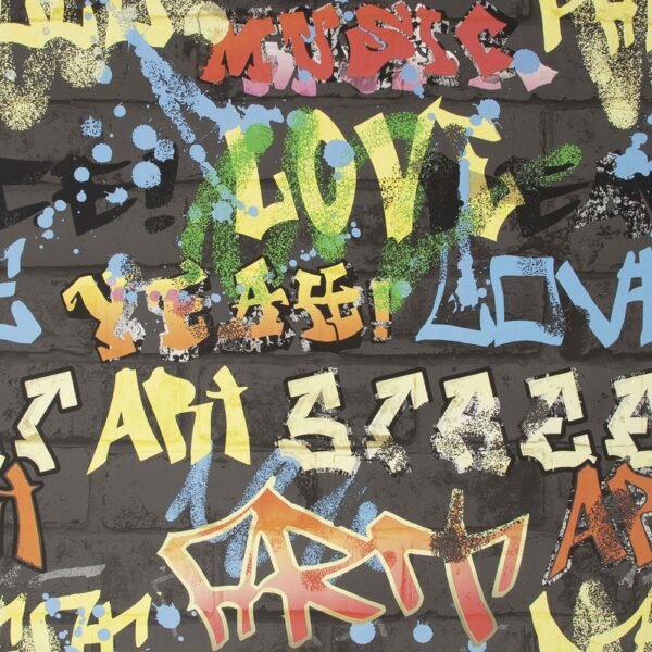 WALLPAPER PAPIER GRAFFITI BLACK 103032