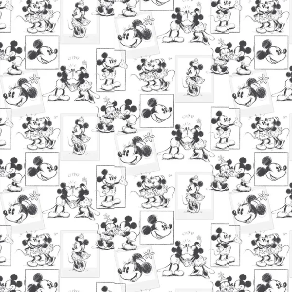 WALLPAPER PAPIER MICKEY AND MINNIE SKETCH 102712