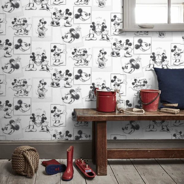 WALLPAPER PAPIER MICKEY AND MINNIE SKETCH 102712 – Image 2