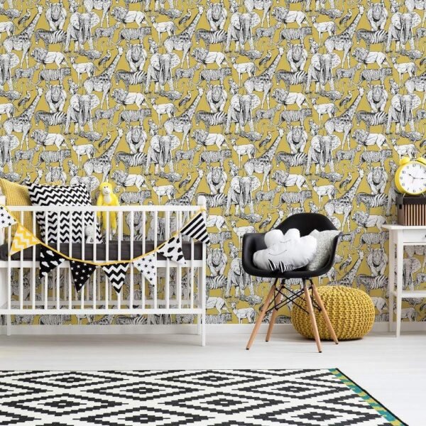 WALLPAPER PAPIER JUNGLE ANIMALS JAUNE 107691 – Image 2