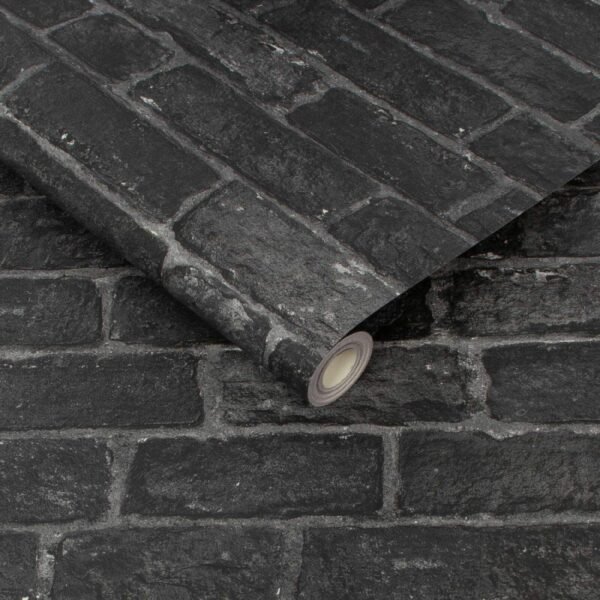 WALLPAPER PAPIER HOUSSE BRICK CHARCOAL 107980