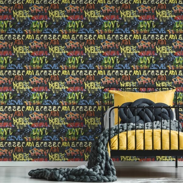 WALLPAPER PAPIER GRAFFITI BLACK 103032 – Image 2