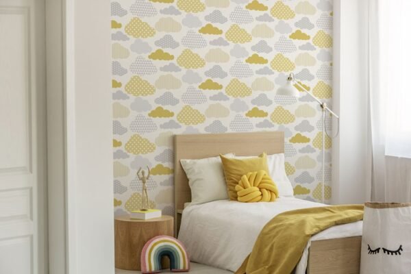 WALLPAPER PAPIER CLOUDS YELLOW GREY 108267 – Image 2