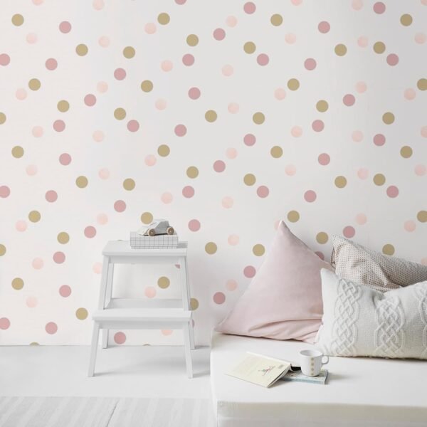 WALLPAPER PAPIER DOTTY POLKA PINK AMERICAN GOLD 108565 – Image 2