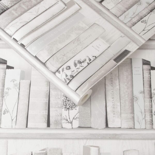 WALLPAPER PAPIER BOTANY LIBRARY WHITE BLUE 103837