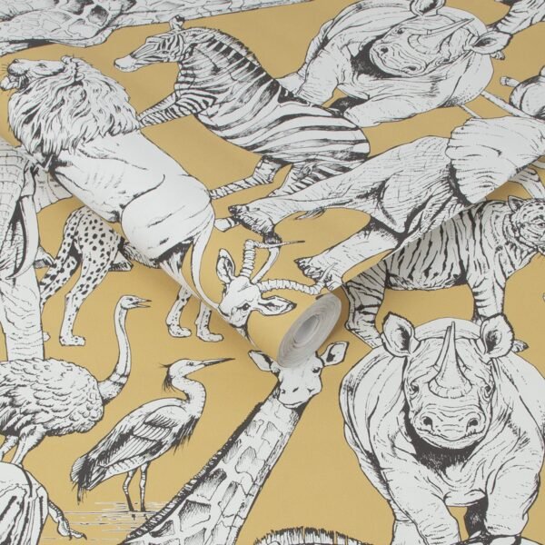 WALLPAPER PAPIER JUNGLE ANIMALS JAUNE 107691