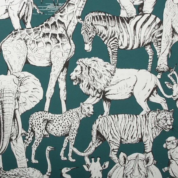 WALLPAPER PAPIER JUNGLE ANIMALS VERT 107692