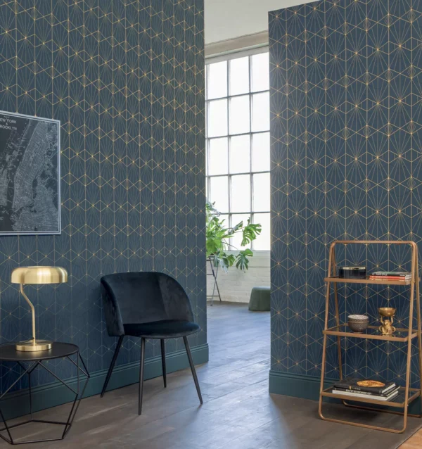 WALLPAPER PAPIER VI ART DECO BLEU ET OR 51192501 – Image 2
