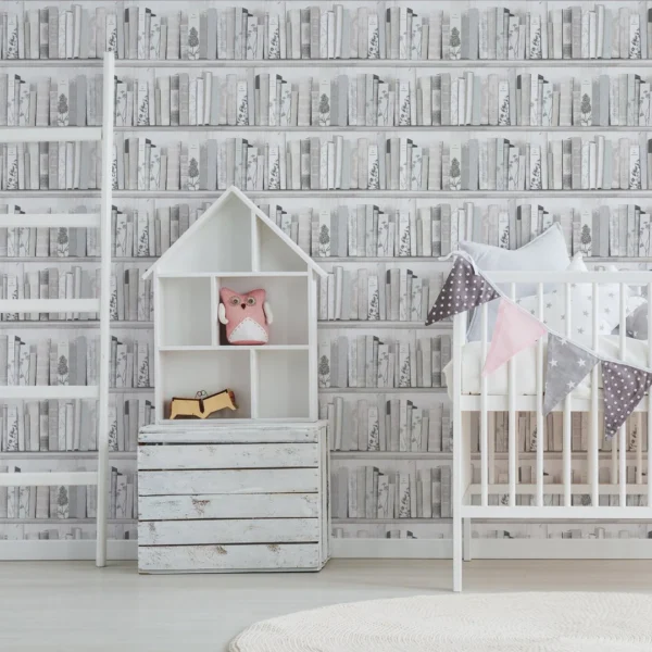 WALLPAPER PAPIER BOTANY LIBRARY WHITE BLUE 103837 – Image 2