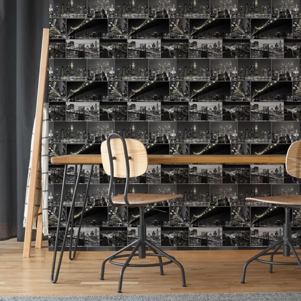 WALLPAPER PAPIER  FRESCO CITY AT NIGHT BLACK 102834 – Image 3