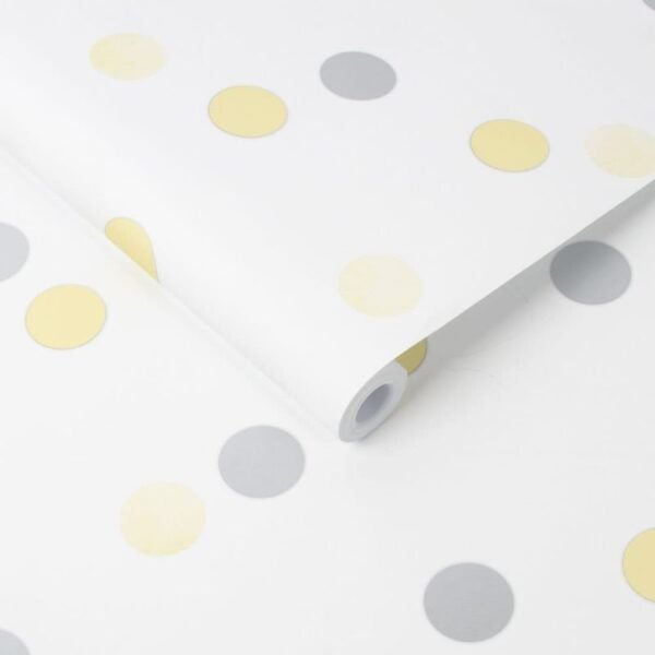 WALLPAPER PAPIER DOTTY POLKA YELLOW SILVER 108264