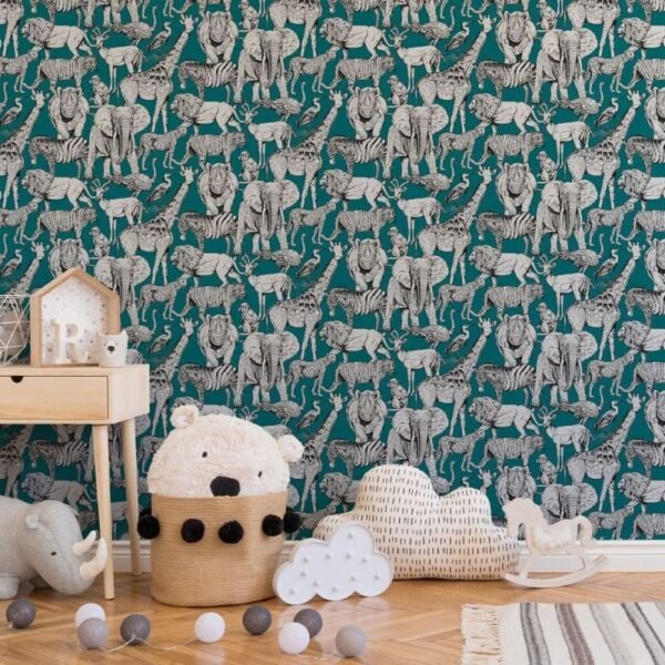 WALLPAPER PAPIER JUNGLE ANIMALS VERT 107692 – Image 2