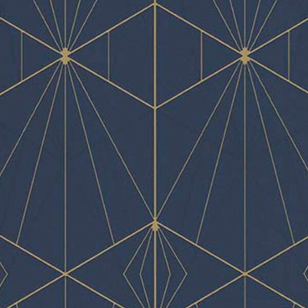 WALLPAPER PAPIER VI ART DECO BLEU ET OR 51192501